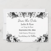 Black & White Botanical Wedding Save the Date (Voorkant)