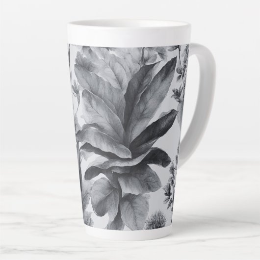  Black&White botanisch groot Latte Mok (Rechterhoek)