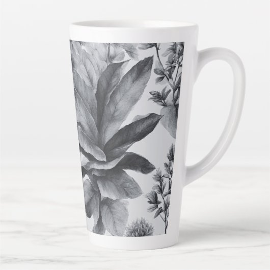 Black&White botanisch groot Latte Mok (Rechts)