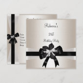 Black White Bow 21st Birthday Silver Sepia Kaart (Voorkant / Achterkant)