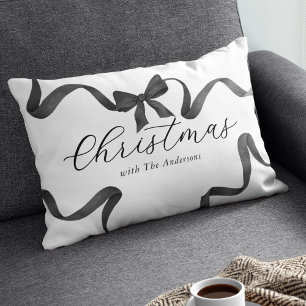 Black White Bow Familie Kerstmis Kussen