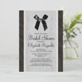 Black White  Bow Linen Vrijgezellenfeest Invite Kaart (Staand voorkant)