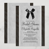 Black White  Bow Linen Vrijgezellenfeest Invite Kaart (Voorkant / Achterkant)