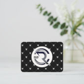 Black & White Bow Monogram Business Card Visitekaartje (Staand voorkant)