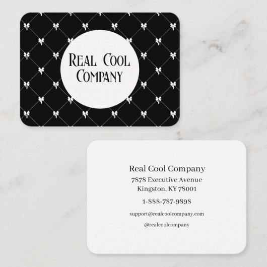Black & White Bow Monogram Business Card Visitekaartje (Voorkant / Achterkant)