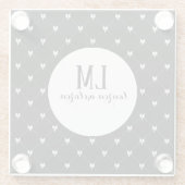 Black & White Bow Monogram Glazen Onderzetter (Achterkant)