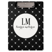 Black & White Bow Monogram Klembord (Voorkant)