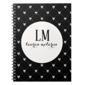 Black & White Bow Monogram Notitieboek (Voorkant)