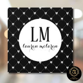 Black & White Bow Monogram Raamsticker