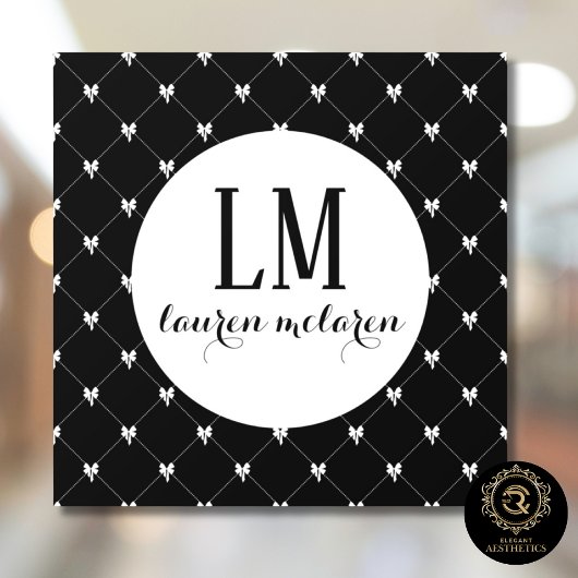 Black & White Bow Monogram Raamsticker