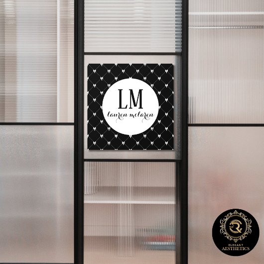 Black & White Bow Monogram Raamsticker