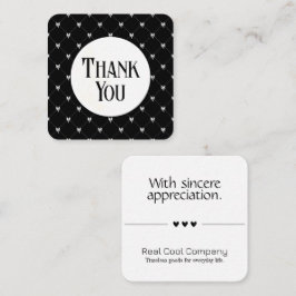 Black & White Bow Monogram Thank You Card Informatiekaartje