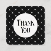 Black & White Bow Monogram Thank You Card Informatiekaartje (Voorkant)