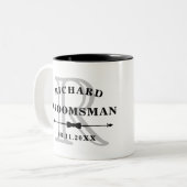 Black White Bow Stropdas Monogram Groomsman Wedden Tweekleurige Koffiemok (Voorkant links)