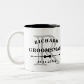 Black White Bow Stropdas Monogram Groomsman Wedden Tweekleurige Koffiemok (Links)