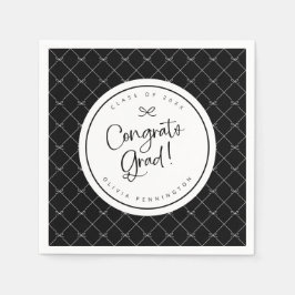Black White Bows Congrats Afstudeerder Afstudeerfe Servet