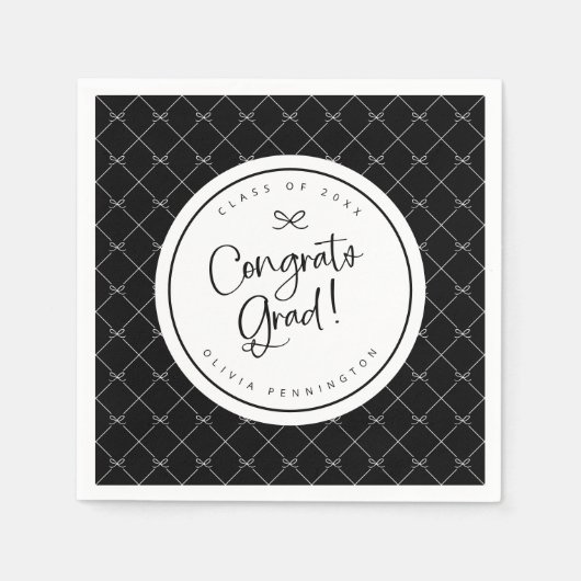 Black White Bows Congrats Afstudeerder Afstudeerfe Servet (Voorkant)