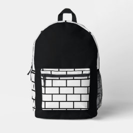 Black & White Brick Wall Urban Backpack Bedrukte Rugzak