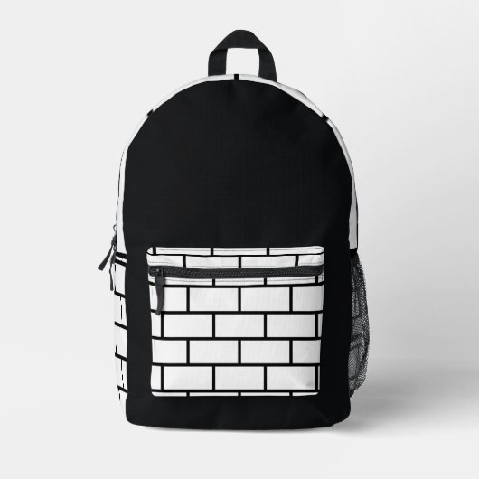 Black & White Brick Wall Urban Backpack Bedrukte Rugzak (Voorkant)