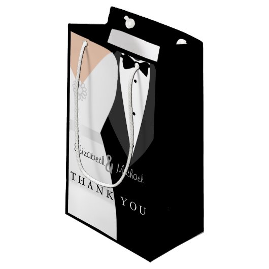 Black White Bride Groom Dank je cadeautas (Voorkant Gekanteld)