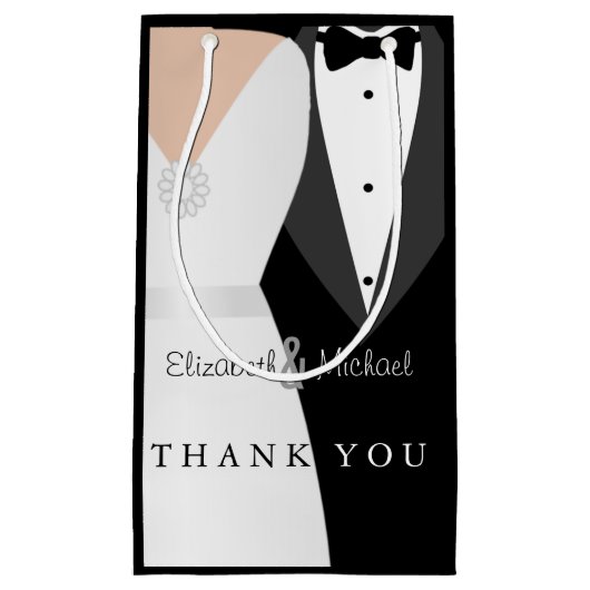Black White Bride Groom Dank je cadeautas (Voorkant)