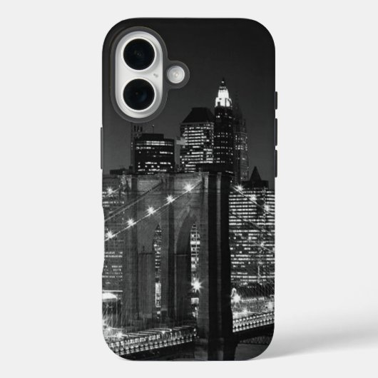 Black White Brooklyn Bridge New York avond Case-Mate iPhone Case (Achterkant)