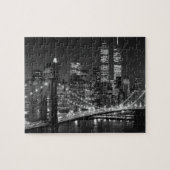 Black White Brooklyn Bridge New York avond Legpuzzel (Horizontaal)