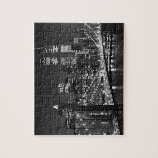 Black White Brooklyn Bridge New York avond Legpuzzel (Verticaal)