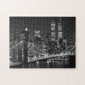 Black White Brooklyn Bridge New York avond Legpuzzel (Horizontaal)