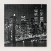 Black White Brooklyn Bridge New York avond Legpuzzel (Verticaal)