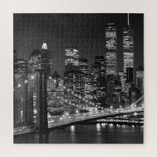 Black White Brooklyn Bridge New York avond Legpuzzel (Verticaal)