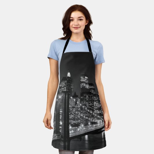 Black White Brooklyn Bridge New York avond Schort (Gedragen)