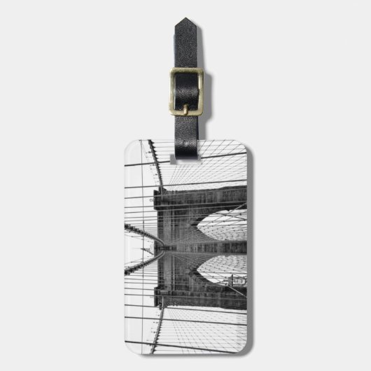 Black White Brooklyn Bridge New York Bagagelabel (Voorkant verticaal)
