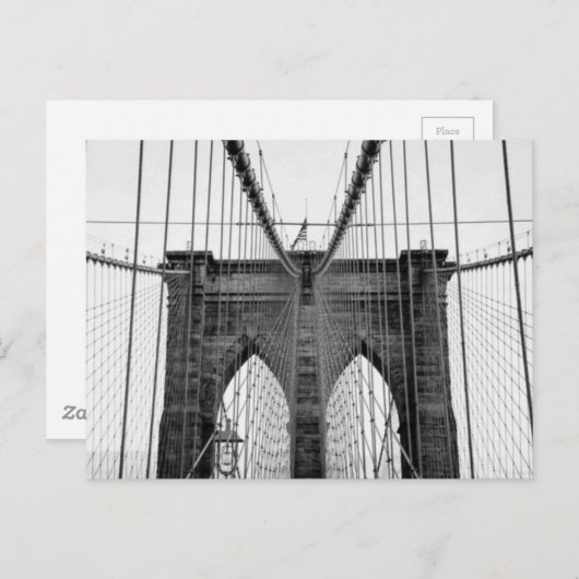 Black White Brooklyn Bridge New York Briefkaart (Voorkant / Achterkant)