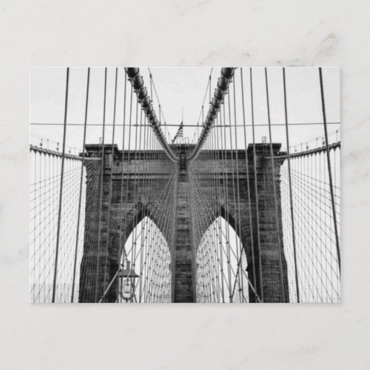 Black White Brooklyn Bridge New York Briefkaart (Voorkant)