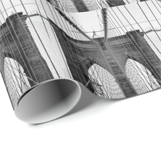 Black White Brooklyn Bridge New York Cadeaupapier (Rol Hoek)