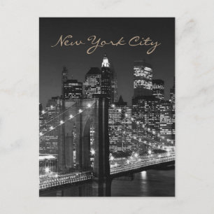 Black White Brooklyn Bridge New York City Briefkaart