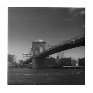 Black White Brooklyn Bridge New York City Travel Tegeltje