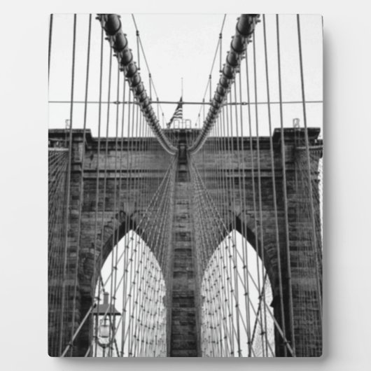 Black White Brooklyn Bridge New York Fotoplaat (Voorkant)