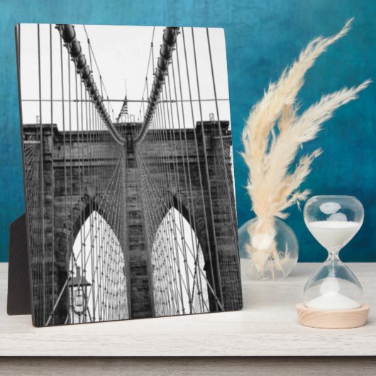 Black White Brooklyn Bridge New York Fotoplaat (Zijkant)