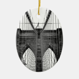 Black White Brooklyn Bridge New York Keramisch Ornament