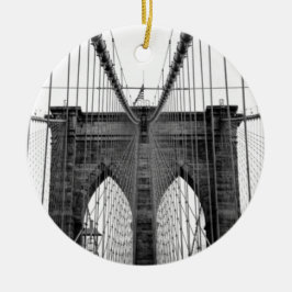 Black White Brooklyn Bridge New York Keramisch Ornament