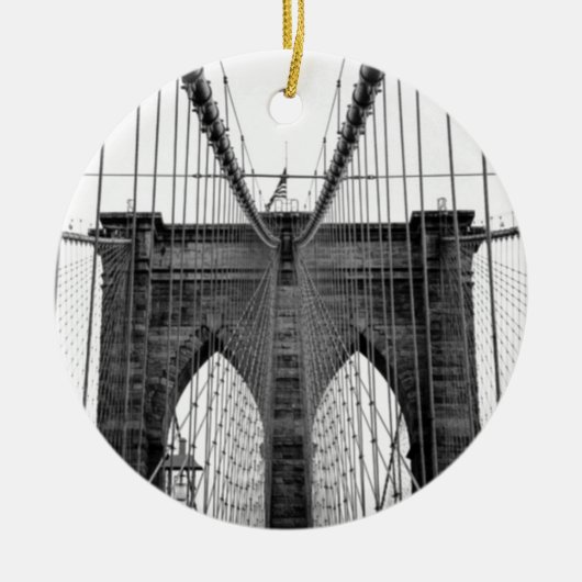 Black White Brooklyn Bridge New York Keramisch Ornament (Voorkant)