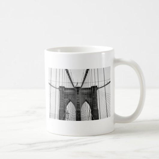 Black White Brooklyn Bridge New York Koffiemok (Rechts)