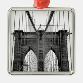 Black White Brooklyn Bridge New York Metalen Ornament