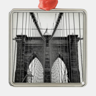 Black White Brooklyn Bridge New York Metalen Ornament