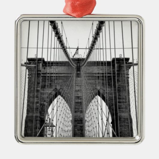 Black White Brooklyn Bridge New York Metalen Ornament (Voorkant)