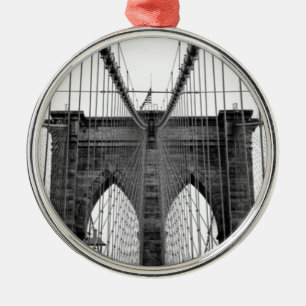 Black White Brooklyn Bridge New York Metalen Ornament