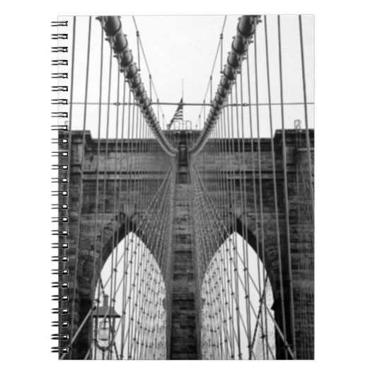 Black White Brooklyn Bridge New York Notitieboek (Voorkant)