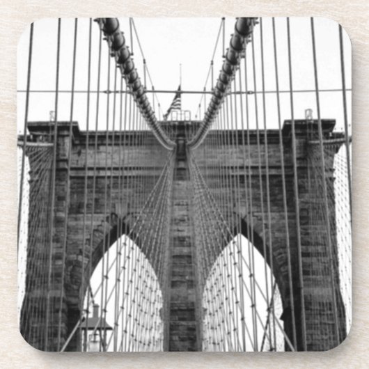 Black White Brooklyn Bridge New York Onderzetter (Voorkant)
